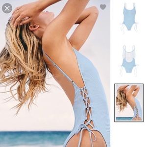 SOLD Rubbed lace up one piece swimsuit